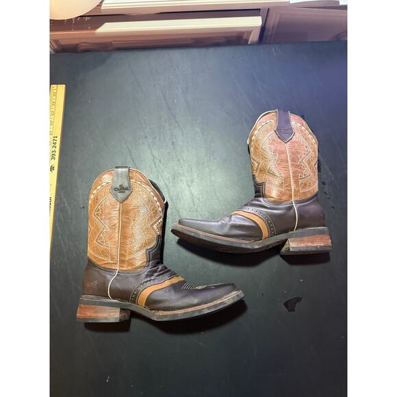 El Carril Men’s 8 Cowboy Boots Brown Leather Western Embroidered Mexico - Picture 1 of 8